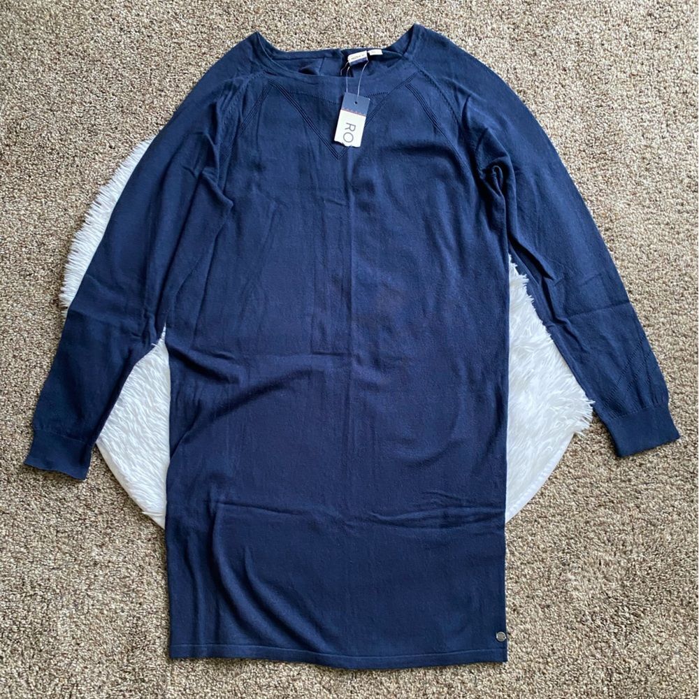 Roxy Winter Story Sweater Dress Long Sleeve Blue New Womens Size XL‎